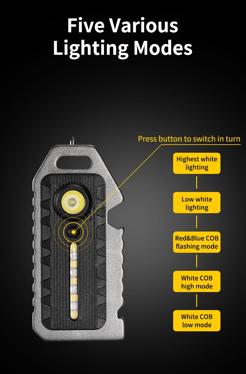 Nicron Multi-function Keychain Flashlight K10, Mini EDC Rechargeable ...