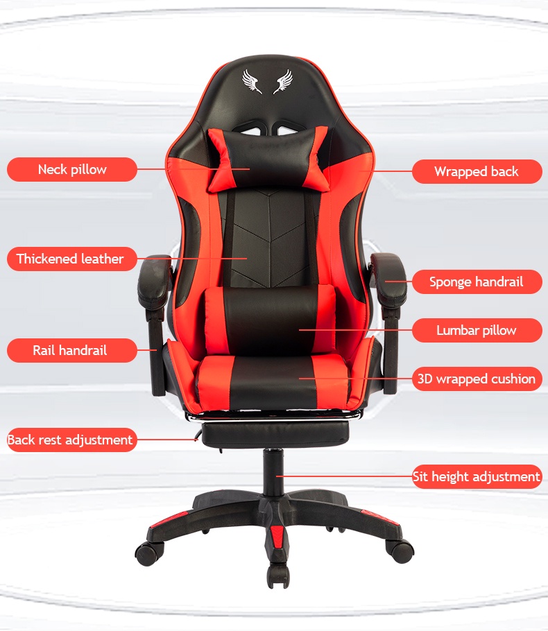 VOVOVA Leather Gaming Chair With Foot Rest Ergonomic Computer Chair ...