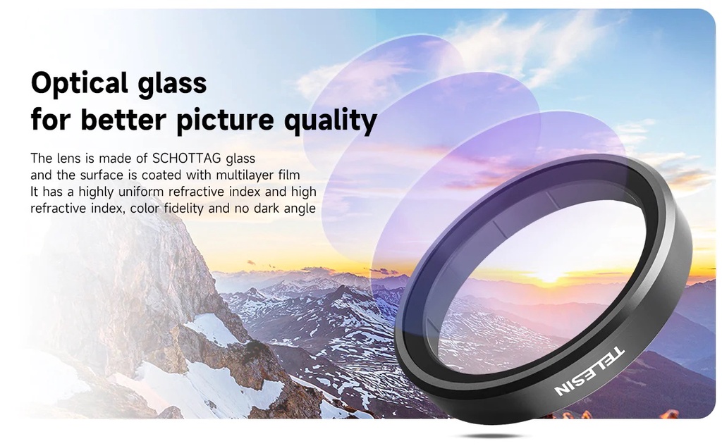 TELESIN 4-Pack CPL&ND filterset voor DJI Osmo Action 5 Pro/4/3 - Snap On CPL, ND8, ND16, ND32 polariserende HD-filters met neutrale dichtheid, beschermende lens voor DJI Action 5 Pro/4/3 accessoires