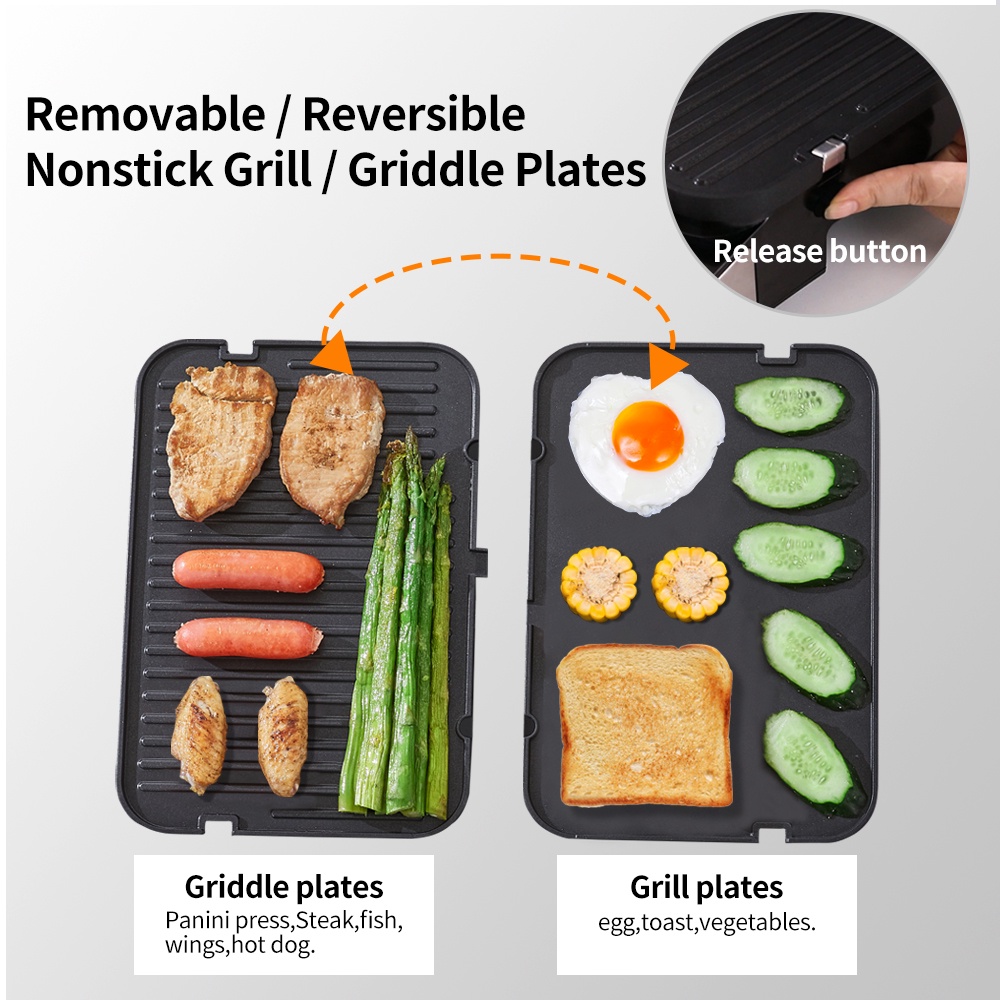 BioloMix 2000W Electric Contact Grill Digital Griddle and Panini Press ...