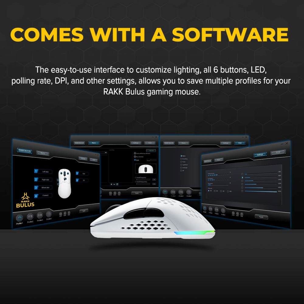 RAKK BULUS Wireless Gaming Mouse | Tri-mode | Hotswap Clickers | RGB ...