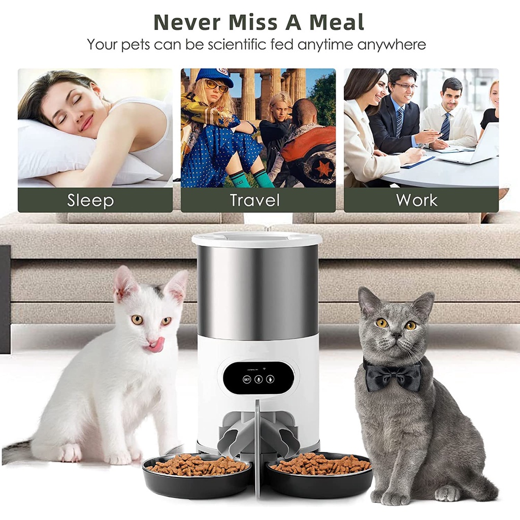 Yuposl Automatic Cat Feeders - 4L/16cup/135oz for Pets, Timed