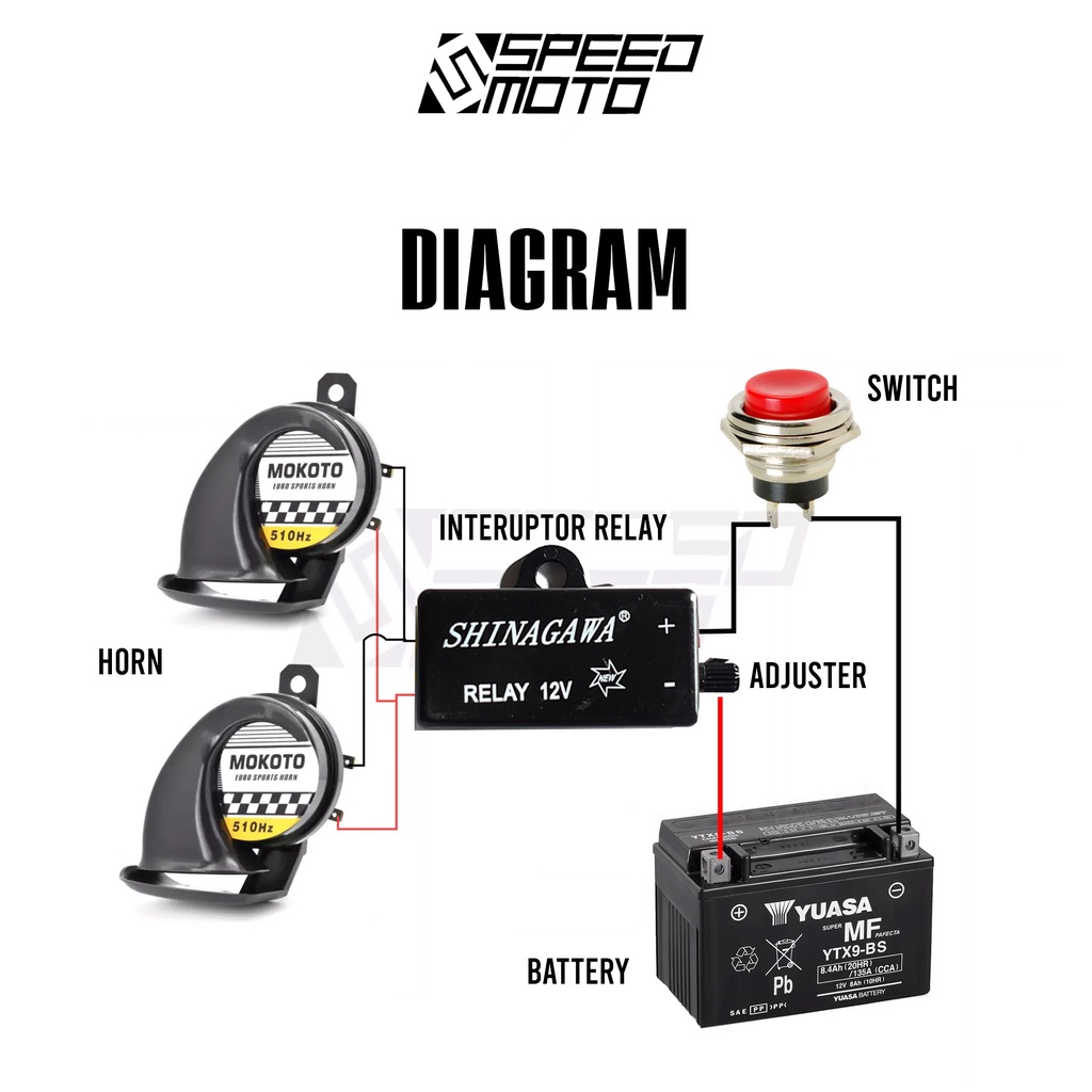 SHINAGAWA HORN INTERRUPTER RELAY WITH ADJUSTER 12V UNIVERSAL
