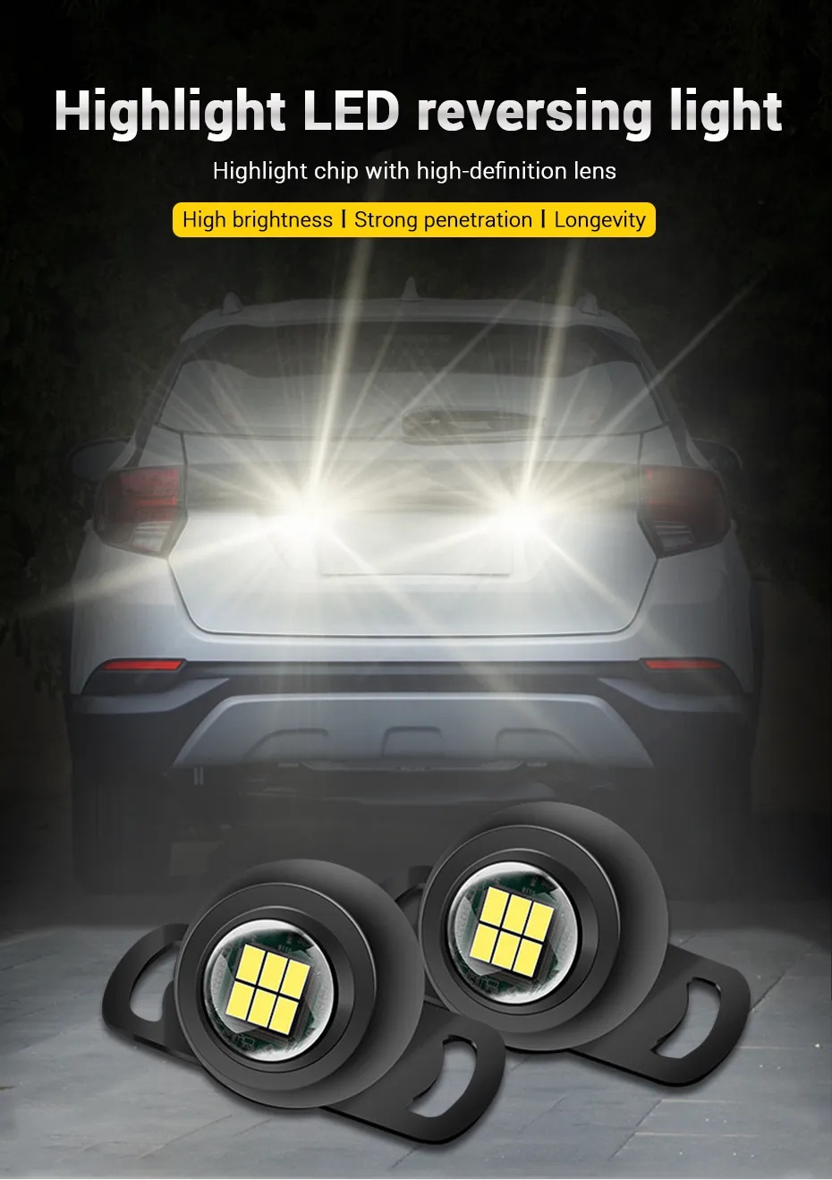 Universal Car LED Reverse Light Waterproof 24V 12V Super Bright Back Up ...