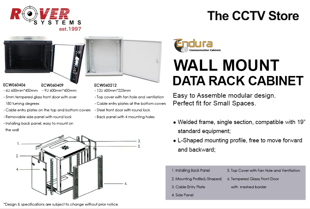 Endura 12U Wall Mount CCTV Camera Data Server RackCabinet 600mm*600mm ...