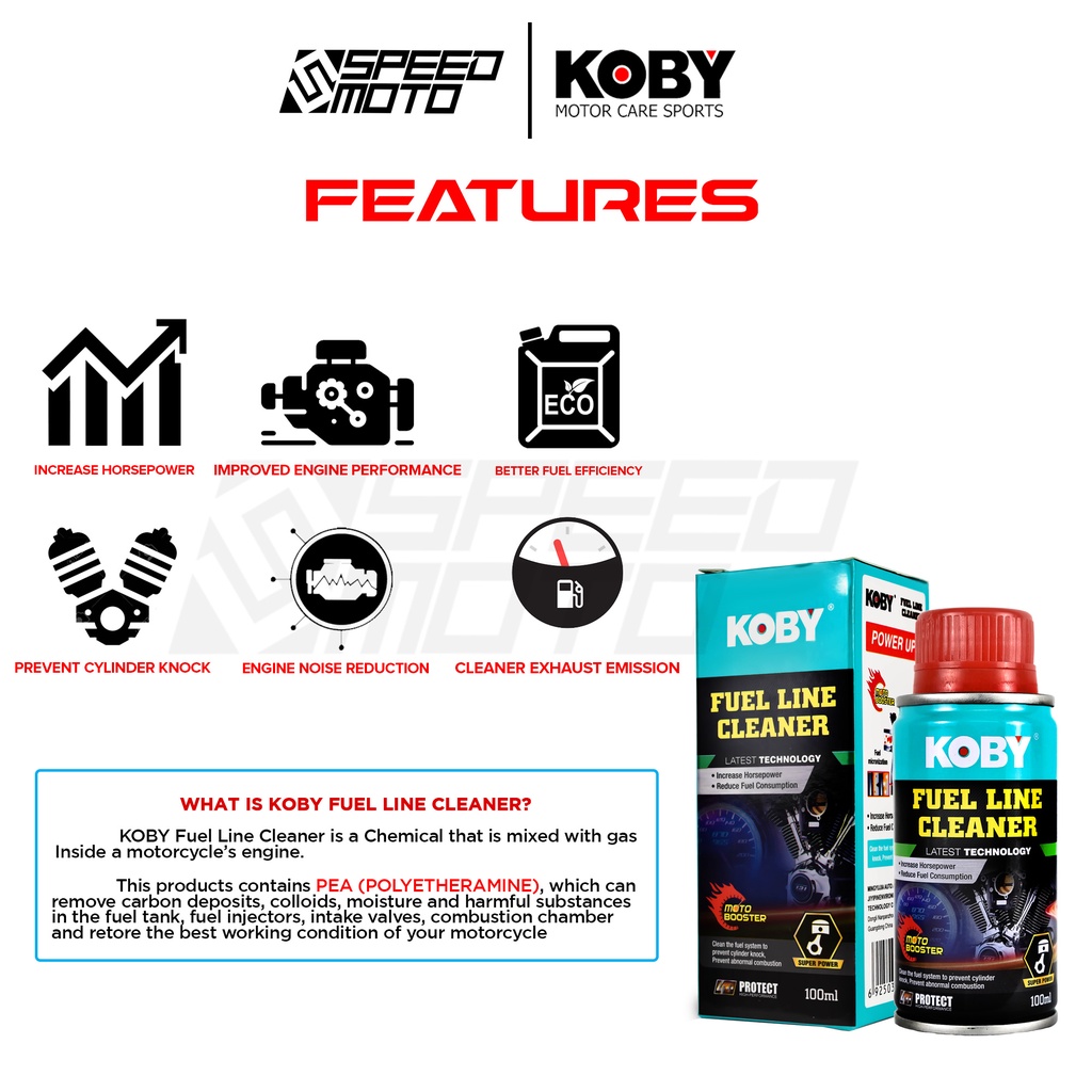 KOBY FUEL LINE CLEANER 100ML M337 MOTO BOOSTER FUEL SYSTEM CLEANER ...