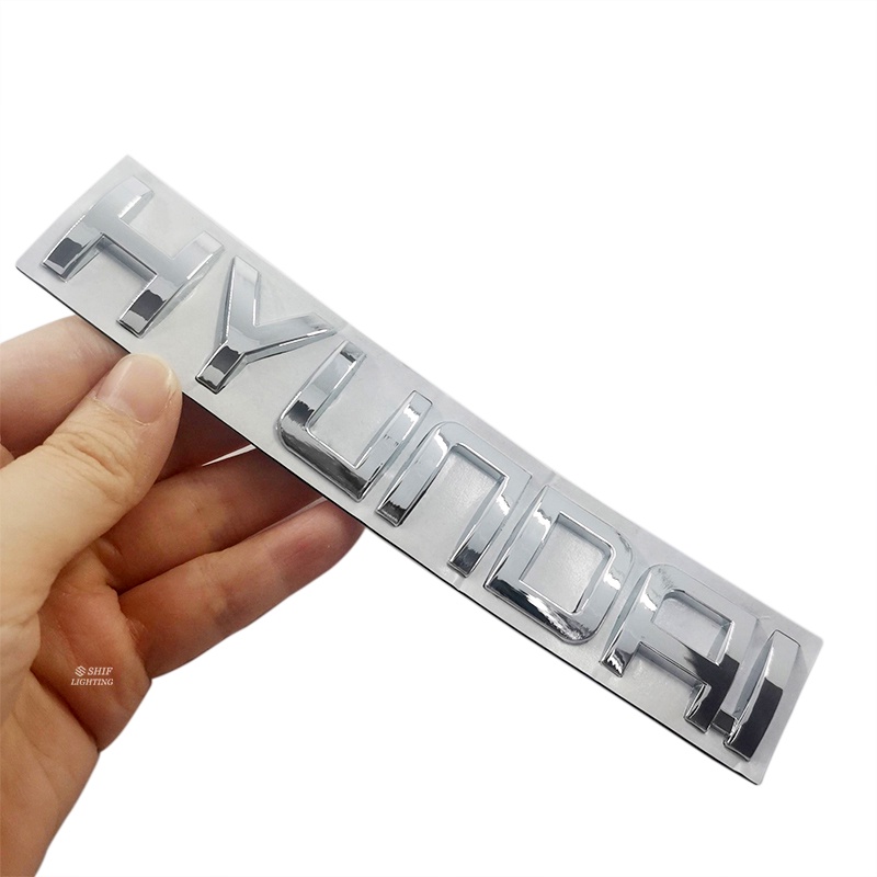 1 x Big Metal Chrome Black Red HYUNDAI Logo Letter Car Auto Side Rear ...
