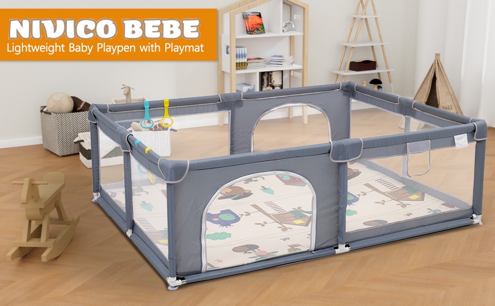 NIVICO BEBE Big Folding Baby Playpen With Balls And Indoor Breathable
