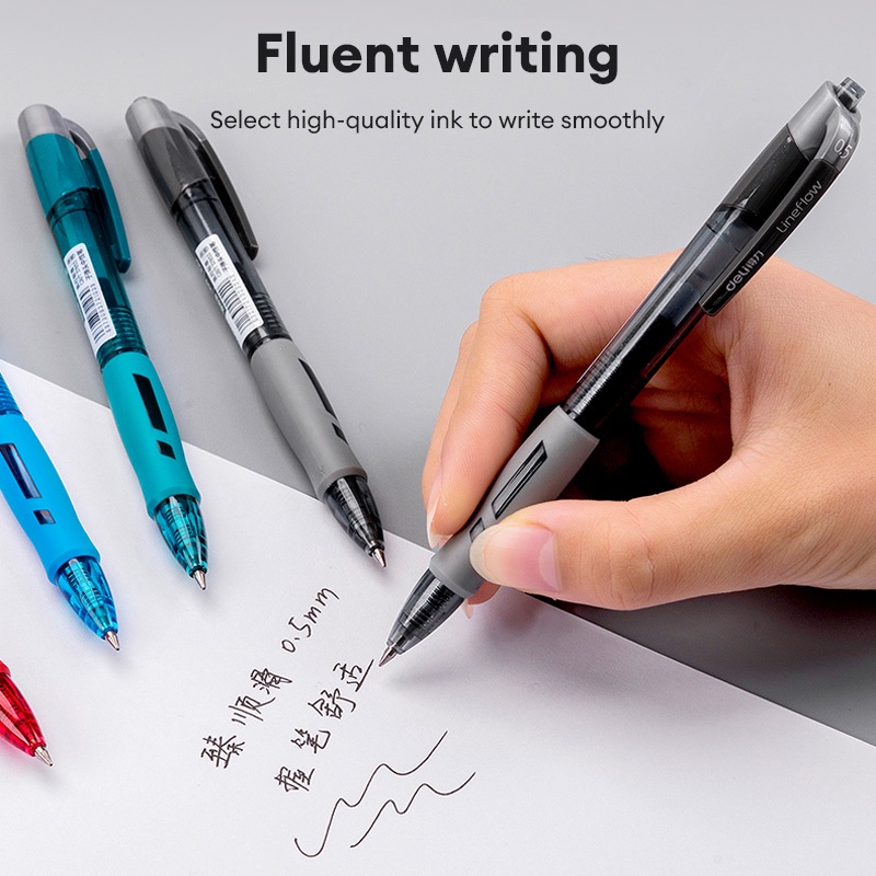 Deli Gel Pen 0.5mm Press Sign Pen Writing Stationery Office & School ...