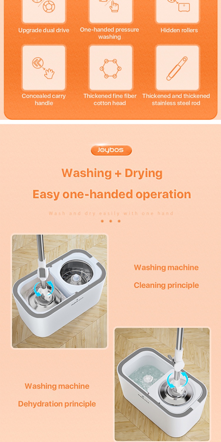 Joybos Mop With Spinner and Bucket Magic Spin Mop 360 Tornado Mop Floor