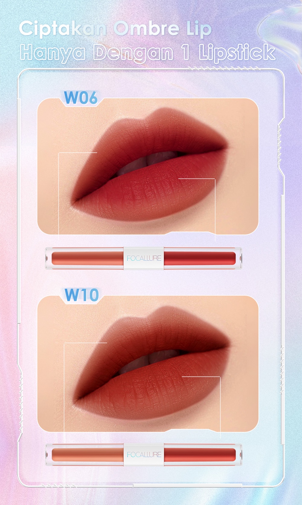 FOCALLURE 2 In 1 Lip Glaze Waterproof Liquid Lipmatte Misty Velvet Lip ...