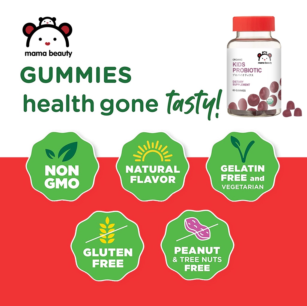 MAMA BEAUTY Vegan kids Probiotic Vitamin Immune Health Gummy 60 Gummies ...