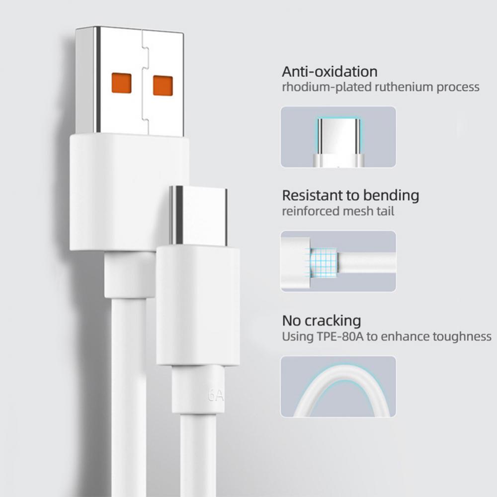 66W fully compatible fast charge 6A to C type Android USB data cable ...