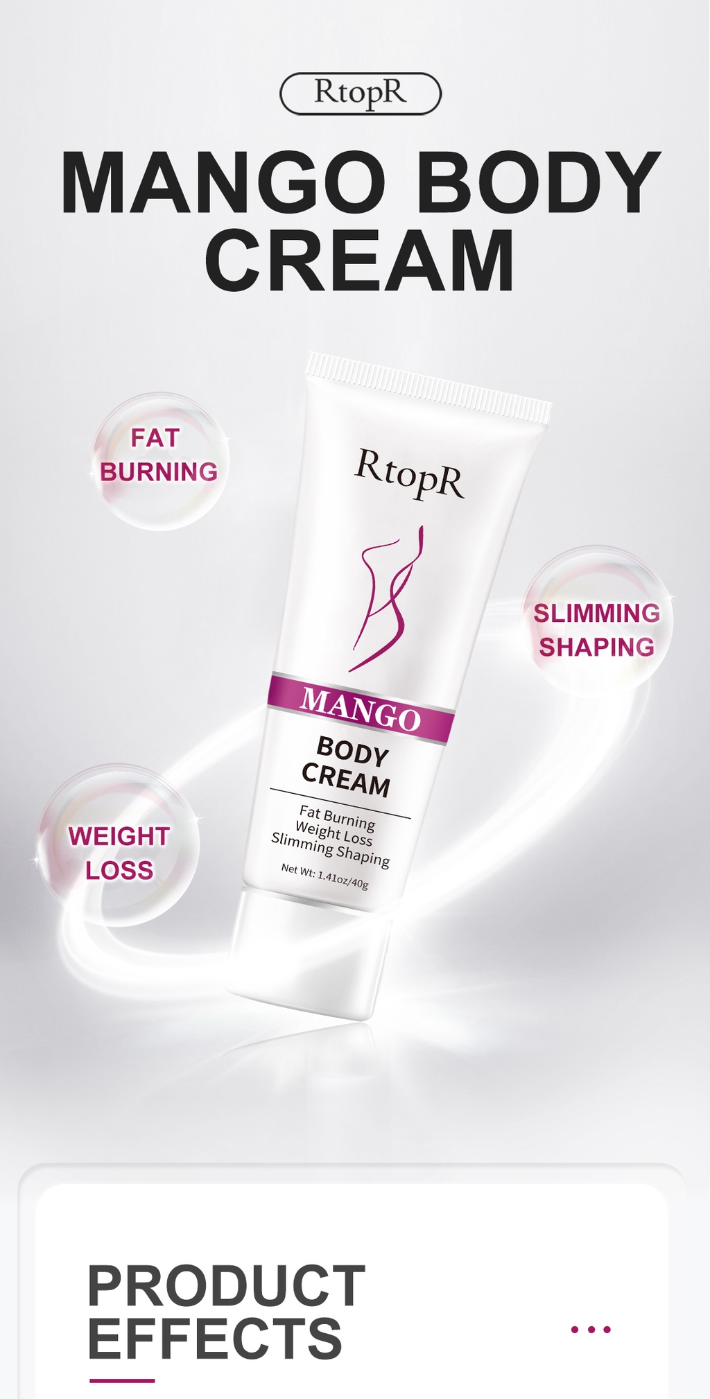 RtopR Mango Slimming Weight Lose Body Cream Shaping Create Beautiful Curve Firming Cellulite 40g