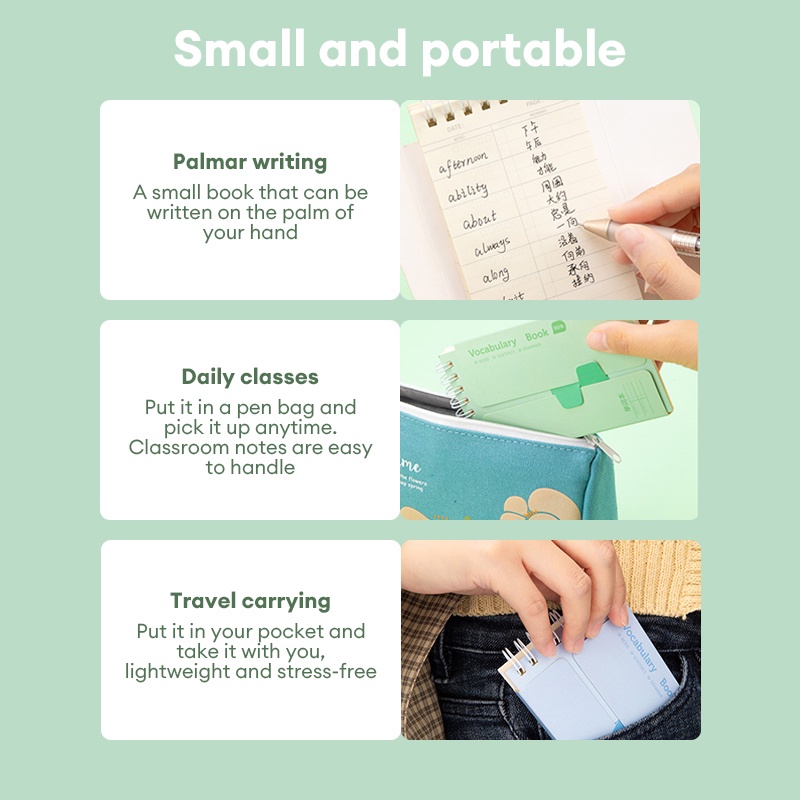 Deli Mini Portable Vocabulary Book 90 Sheets Spiral Notepad School ...