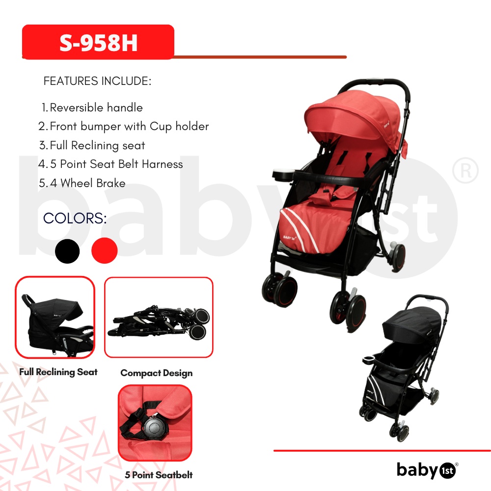 BABY1st Comfortable Baby Stroller with Reversible Handle Shopee
