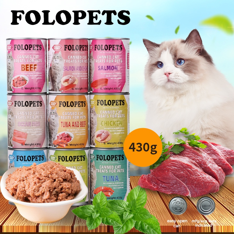 FOLOPETS Wet Cat Food In Can 100g/430g Pure Natural Organic Cat Can ...