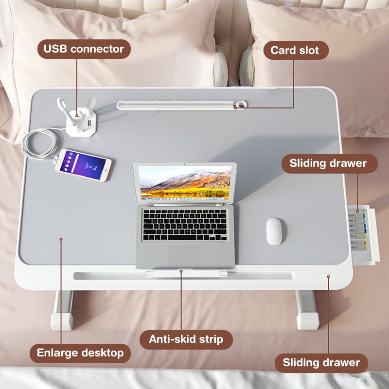 Portable Folding Laptop Desk – Adjustable Bed Table With Mouse Pad & Fan | For Home Office, Dorm, Small Spaces