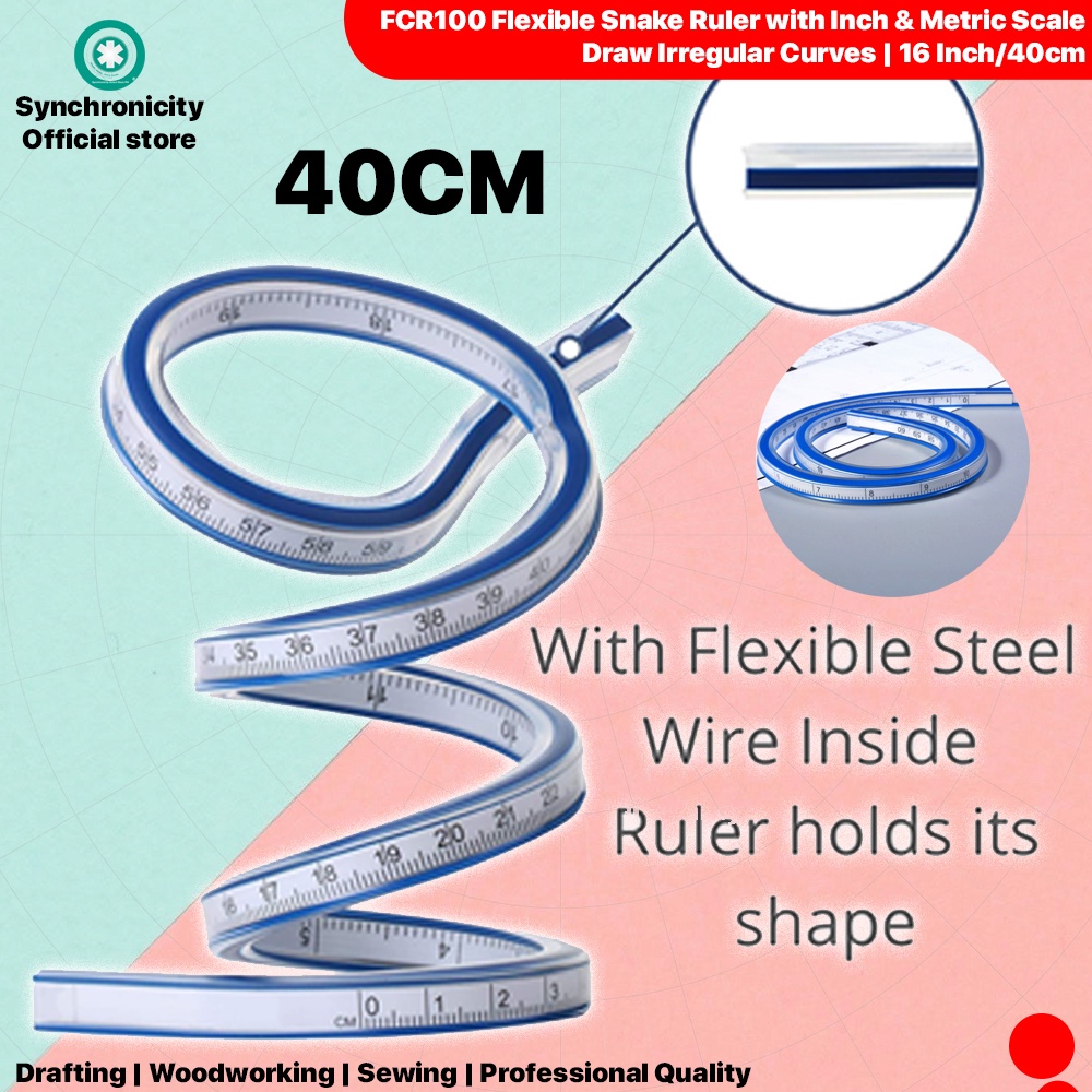 FCR100 Flexible Curve Snake Ruler with Inch and Metric Scale Markings ...