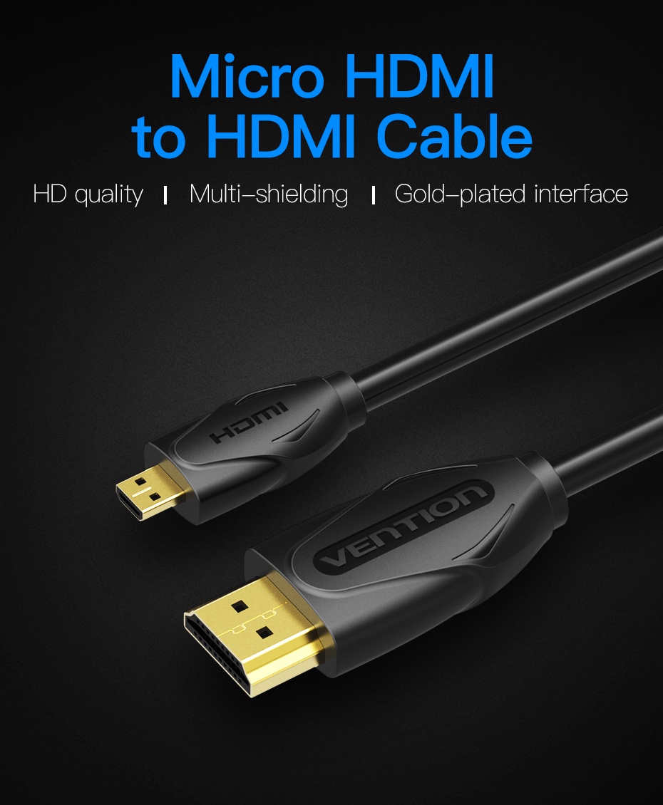 Vention Micro HDMI To HDMI Male To Male Cable 1080P 3D 4K HDMI