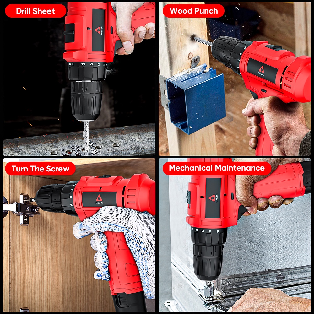 Mitsushi 12V Double Speed Li-ion Battery Rechargeable Cordless Drill ...