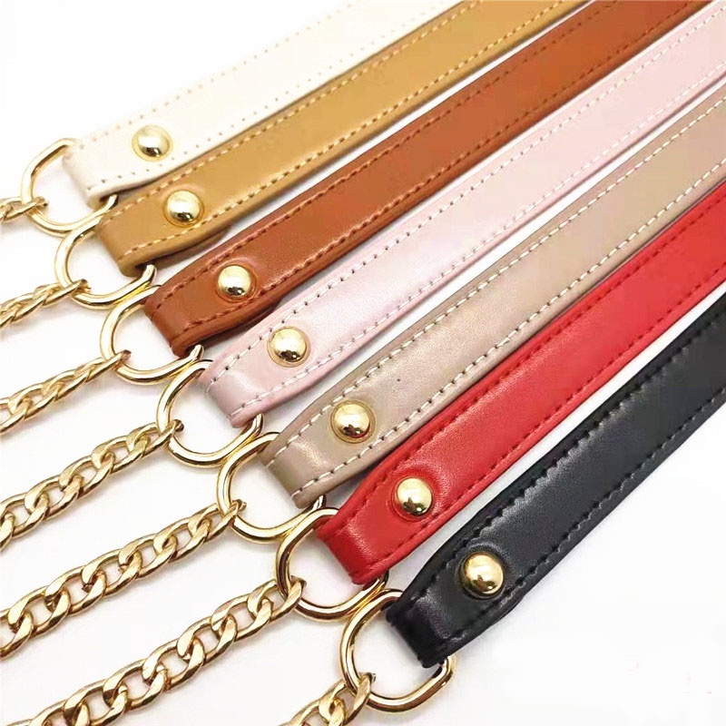 1 Pc 120x2.0cm Black Genuine Leather Strap Belt Silver/gunmetal Chain Replacement Real Leather Bag Purse Strap Cross Body Replace Strap Y - UK