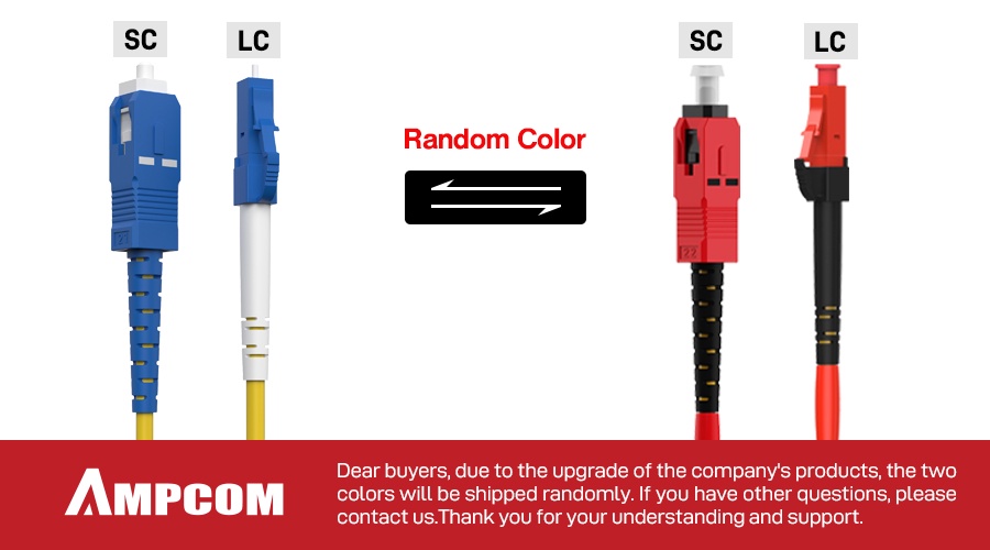 AMPCOM SC LC FC ST Optical Fiber Patch Cable Simplex 9/125μm UPC To UPC ...