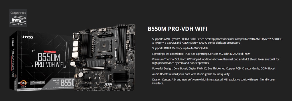 AMD Ryzen 7 5700X Desktop Processor with MSI B550M Pro-VDH