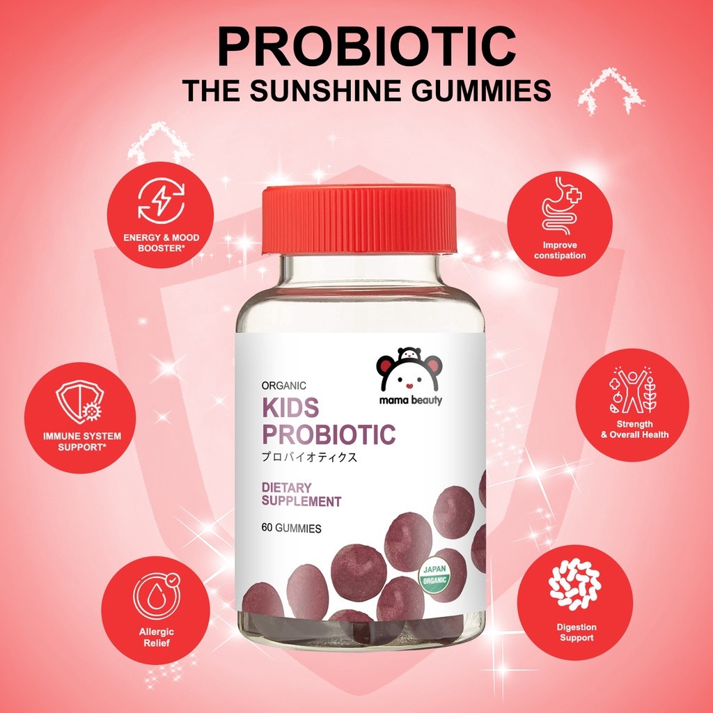 MAMA BEAUTY Vegan kids Probiotic Vitamin Immune Health Gummy 60 Gummies ...