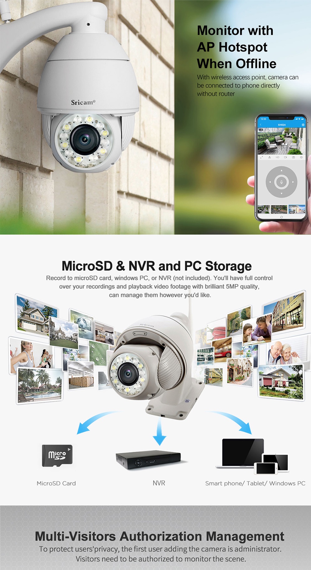 Sale sricam sh024 Best Sale Sricam Not Connecting To Wifi Outlet Sricam SP008 5MP 5G Wifi Camara Security Camera De Seguridad With High Definition Microphone Camera