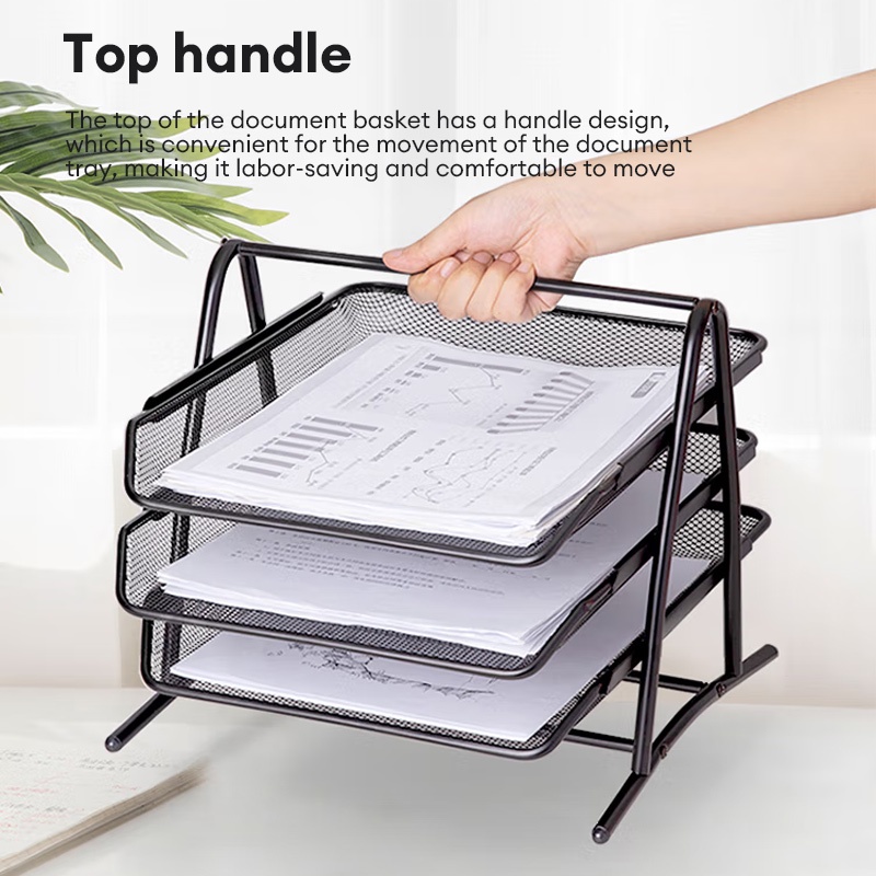 Deli 3 Layer Desk File Organizer Document Paper Tray Magazine Case ...