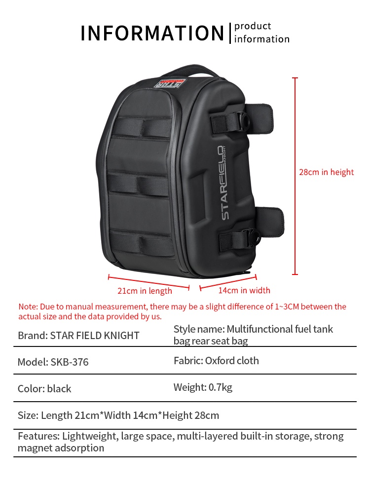 Waterproof Motorcycle Back Seat Bag Fuel Tank Bag Multifunction Moto ...