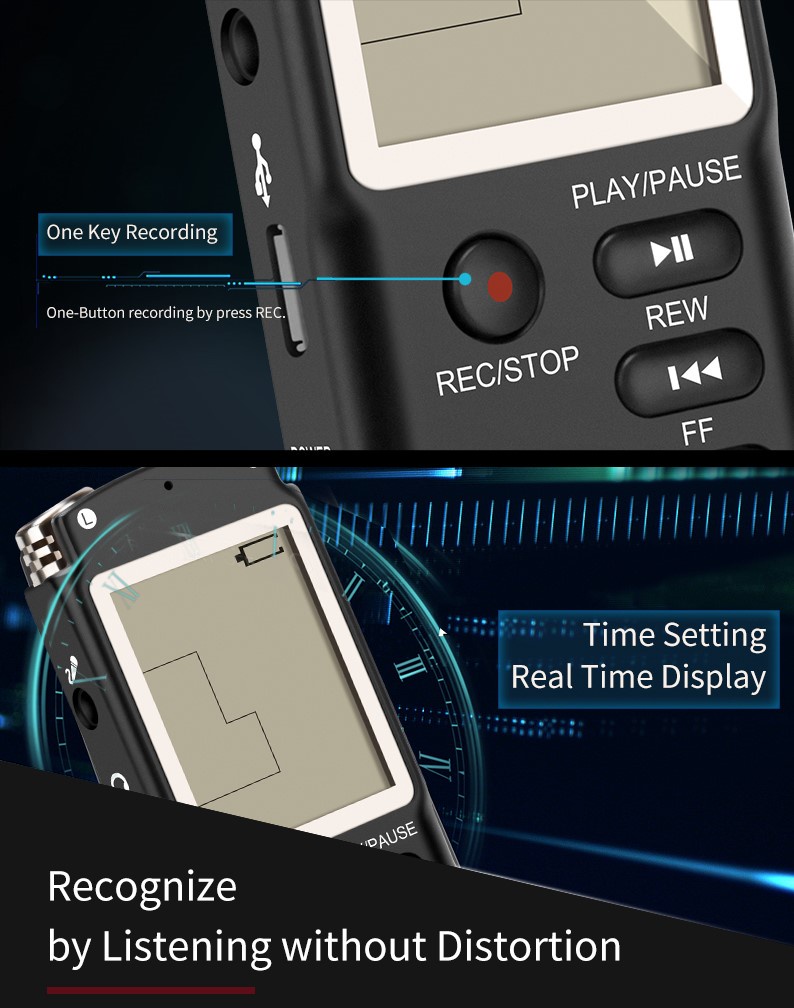 64GB Digital Voice Recorder With Playback – Voice Activated, Works With IPhone & Android