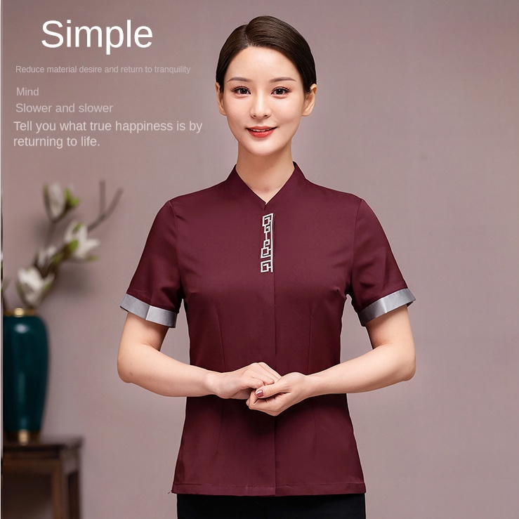Ready Stock High-end hotel work uniform suit short-sleeved unisex ...
