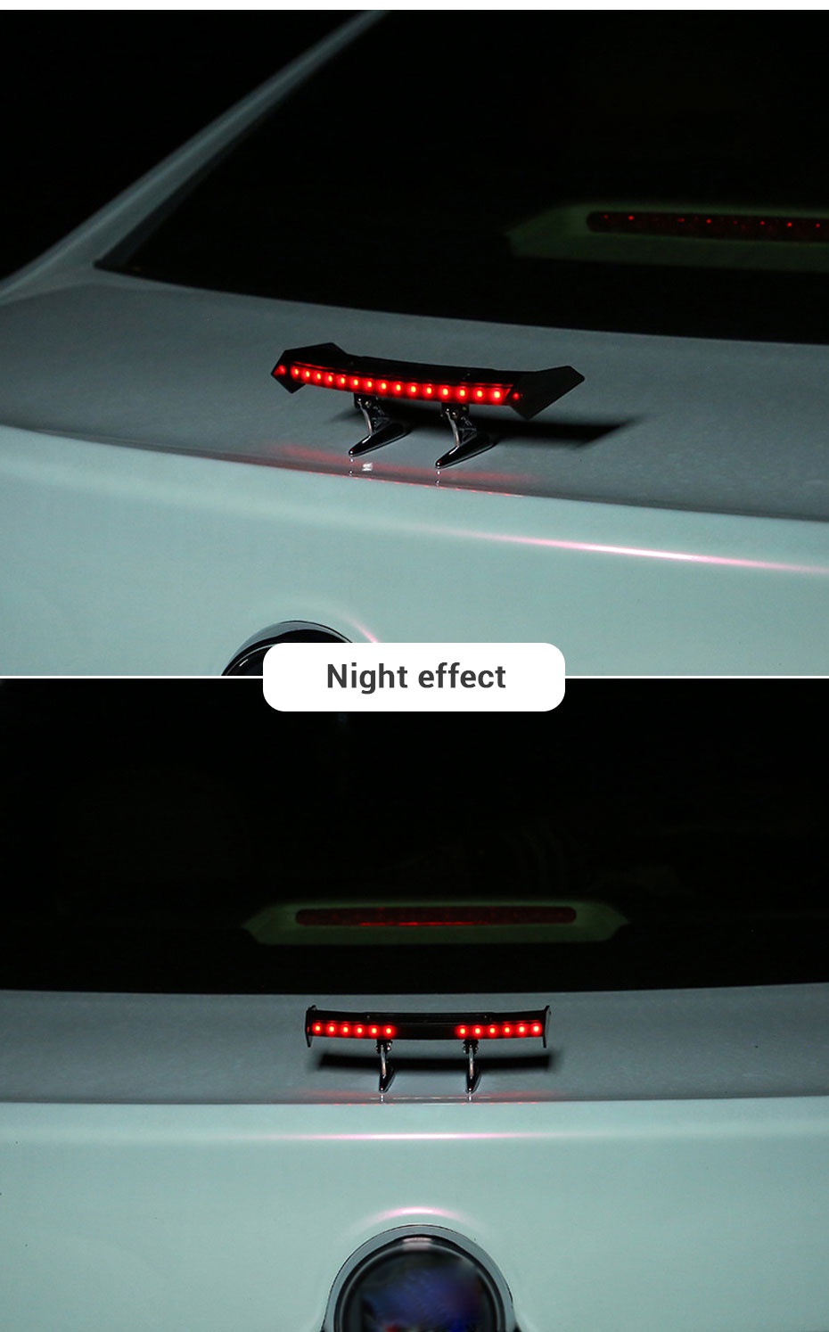 Mini Solar Car Rear Spoiler Light 12V Flashing Warning Light Adjustable ...