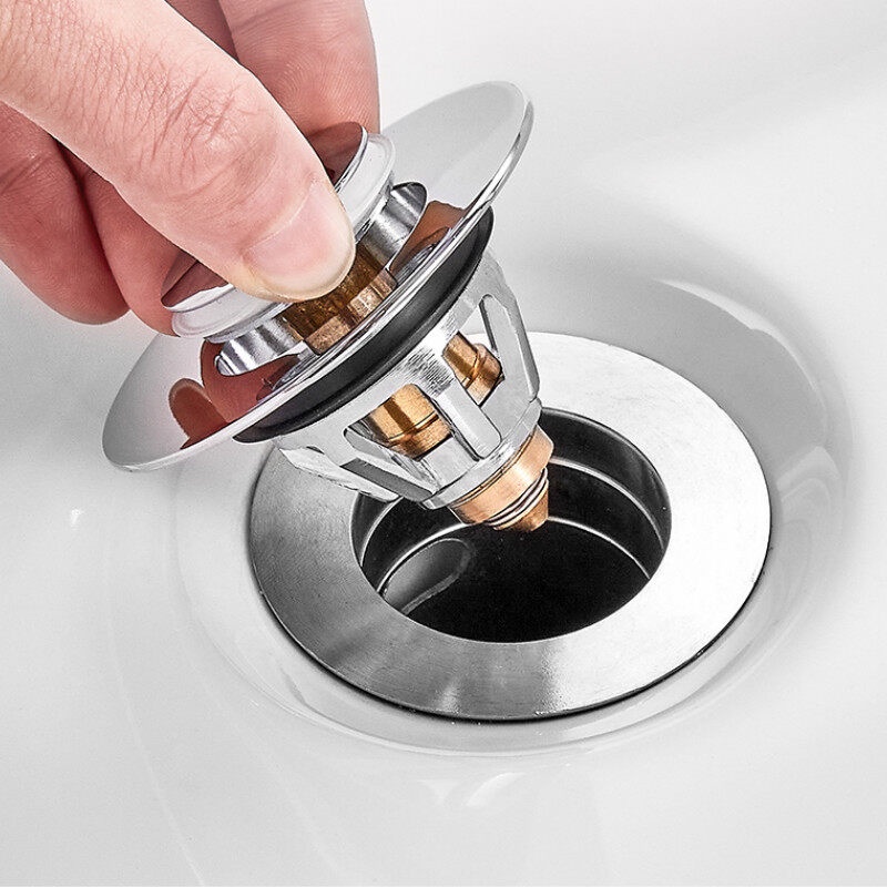 H&W Brass Pop-Up Sink Drain Filter Core Bathtub Basin Hair Catcher ...