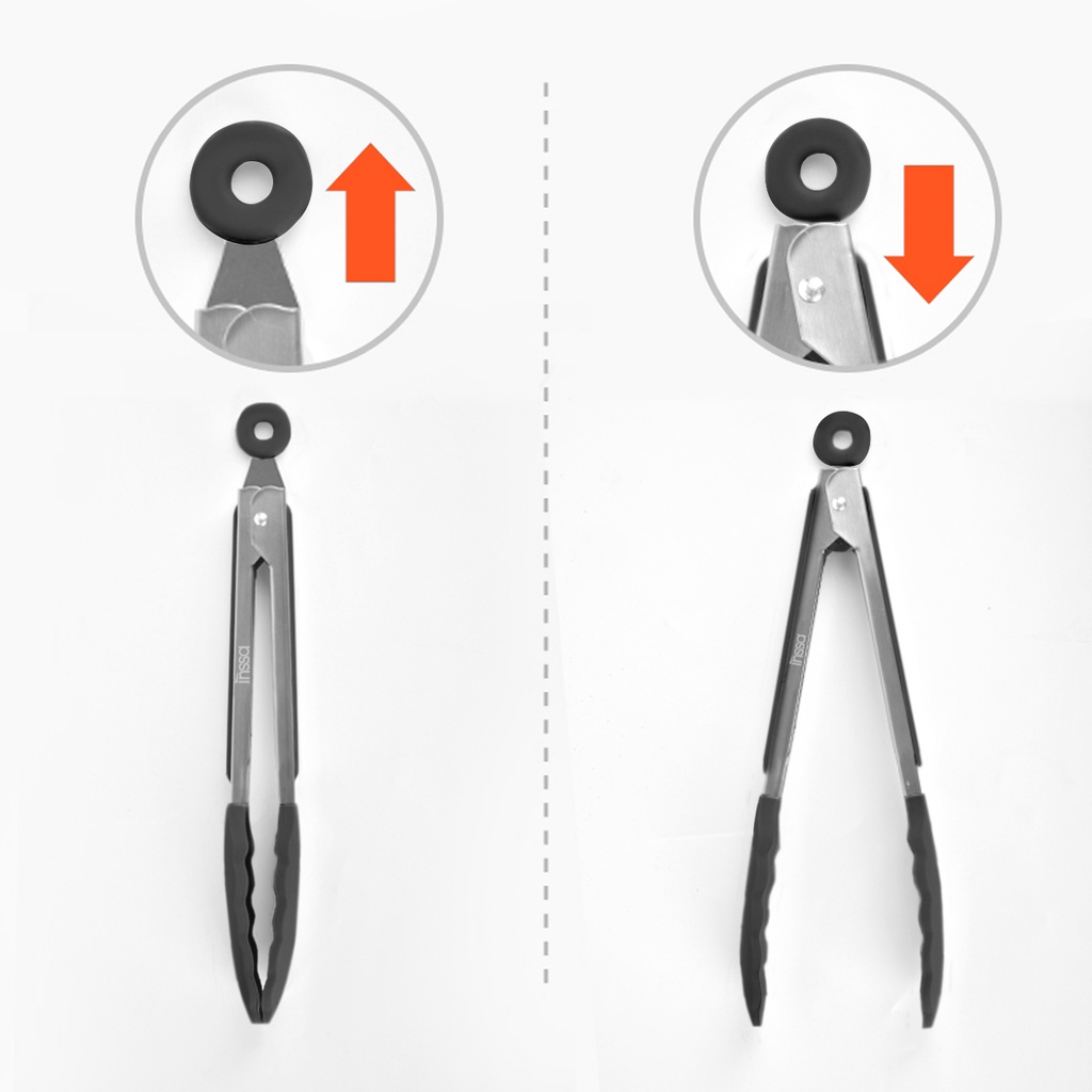 Simplus x Inssa Silicone Food Tweezer Stainless Steel Handle Utensil ...
