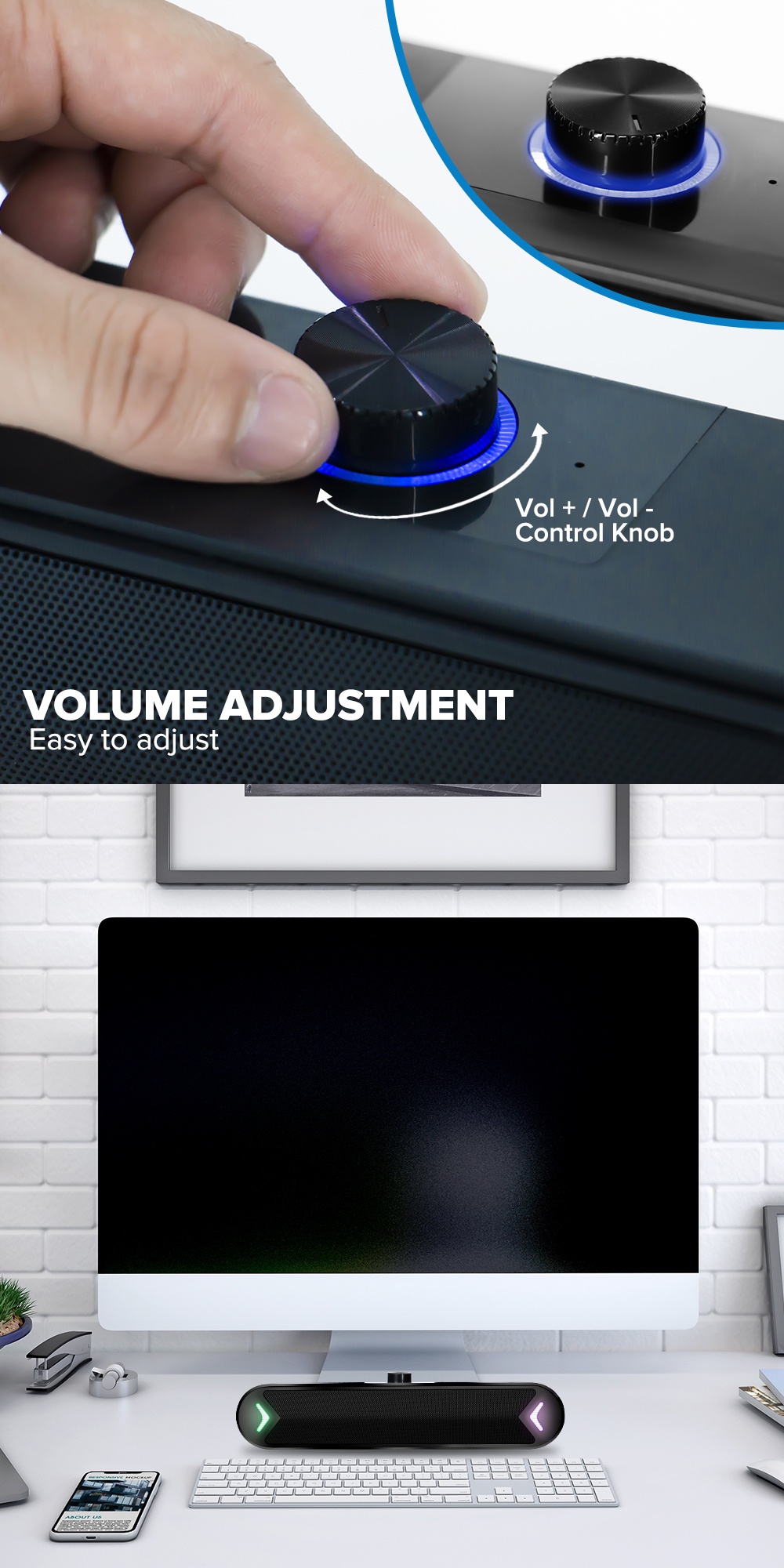 TYLEX XM39 LED Soundbar Speaker with Microphone Interface/3.5mm Audio ...