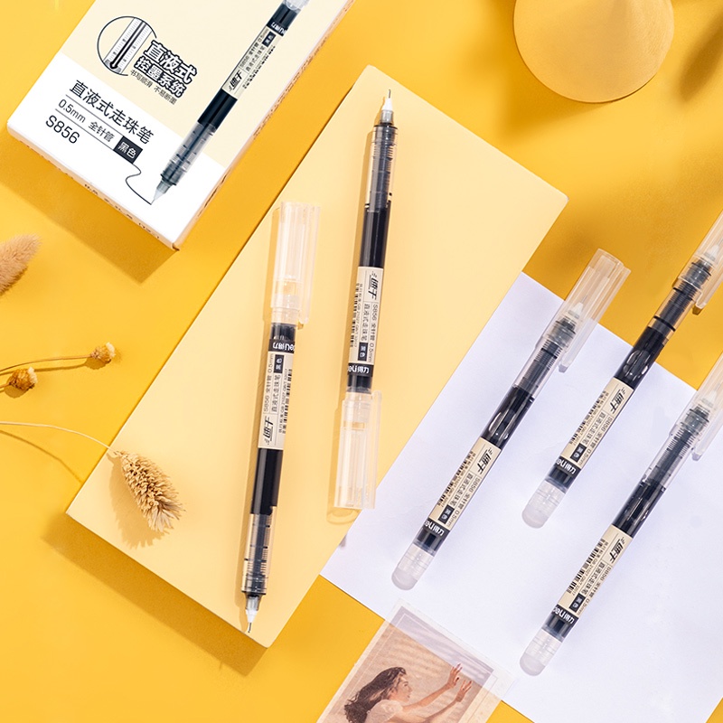 Deli Quick Drying Straight Liquid Pen Large Capacity Student Writing ...
