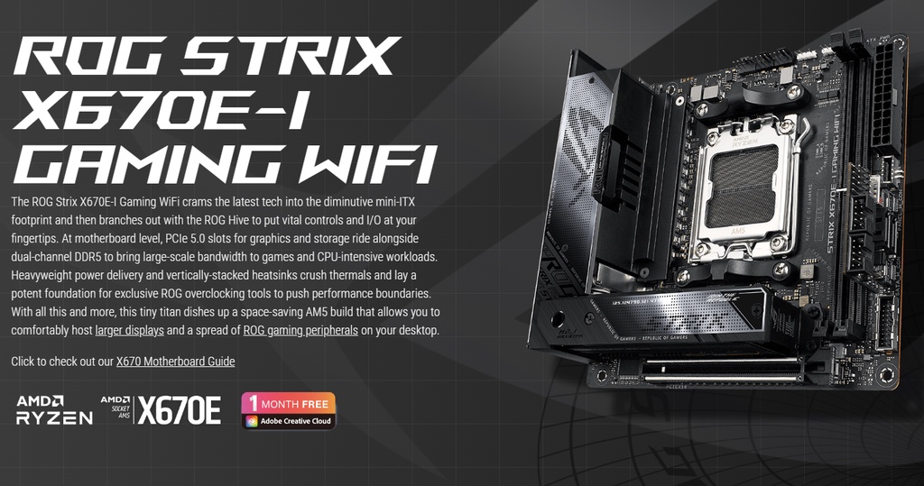 ITW | ASUS ROG Strix X670E-I Gaming WiFi Mini-ITX AM5 DDR5 Motherboard |  Shopee Philippines