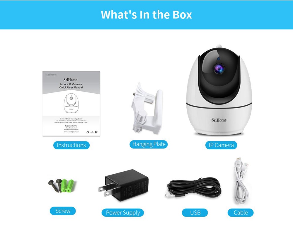 SriHome SH026 2MP IP Indoor CCTV WIFI Network Security Camera