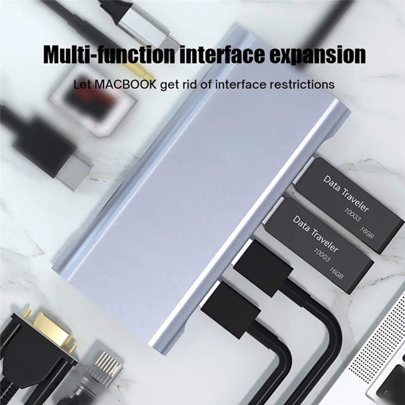 ACAI USB C Hub Adaptor Laptop Type C 11 in 1 RJ45 Connector VGA Cable ...