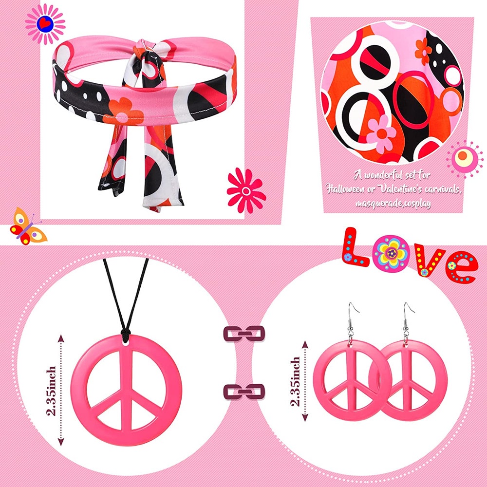 thumbnail image 2 of ILOVEFANCYDRESS 1960s Disco Fancy Dress Costume Set With Hippy Glasses & Black Wig 2 of 4
