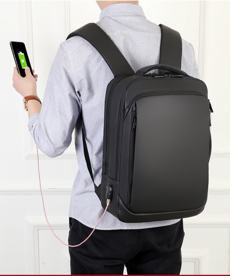 Men's Multifunctional Business Laptop Backpack USB Rechargeable ...