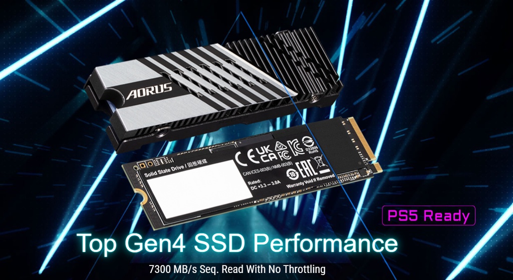 Gigabyte Aorus Gen4 7300 1TB PCIe4.0x4 NVMe 1.4 Internal SSD w ...