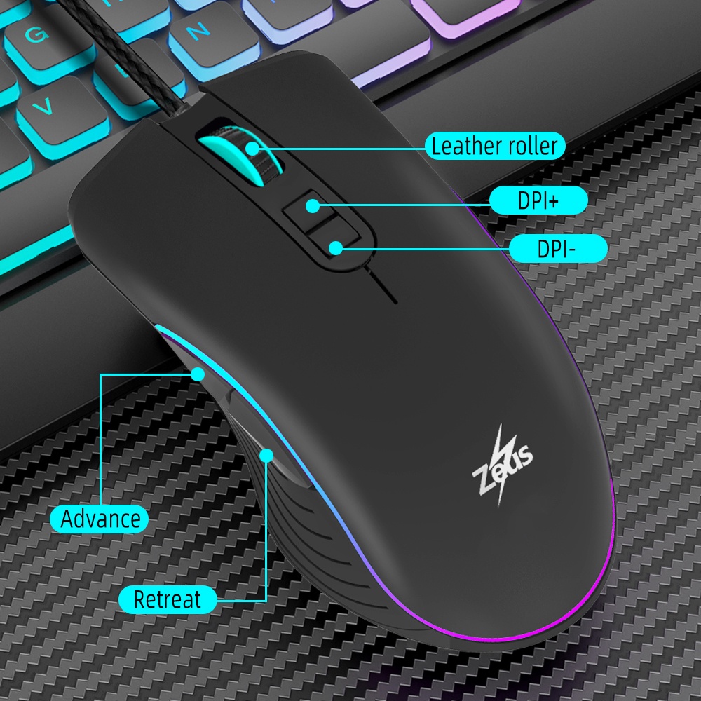 Zeus MR001 ( Z - Lance Head ) Wired Gaming Mouse RGB Backlight Gaming