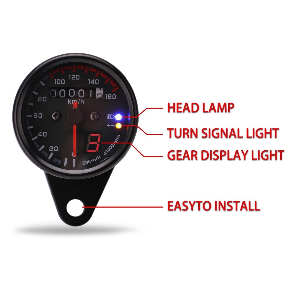 Motorcycle Speedometer Odometer Gauge Instrument With LED Indicator ...