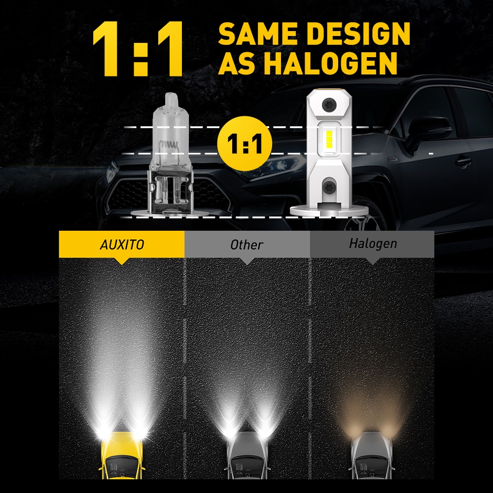 AUXITO 2Pcs H3 LED Fog Light Bulb 6500K White Yellow Car Driving ...