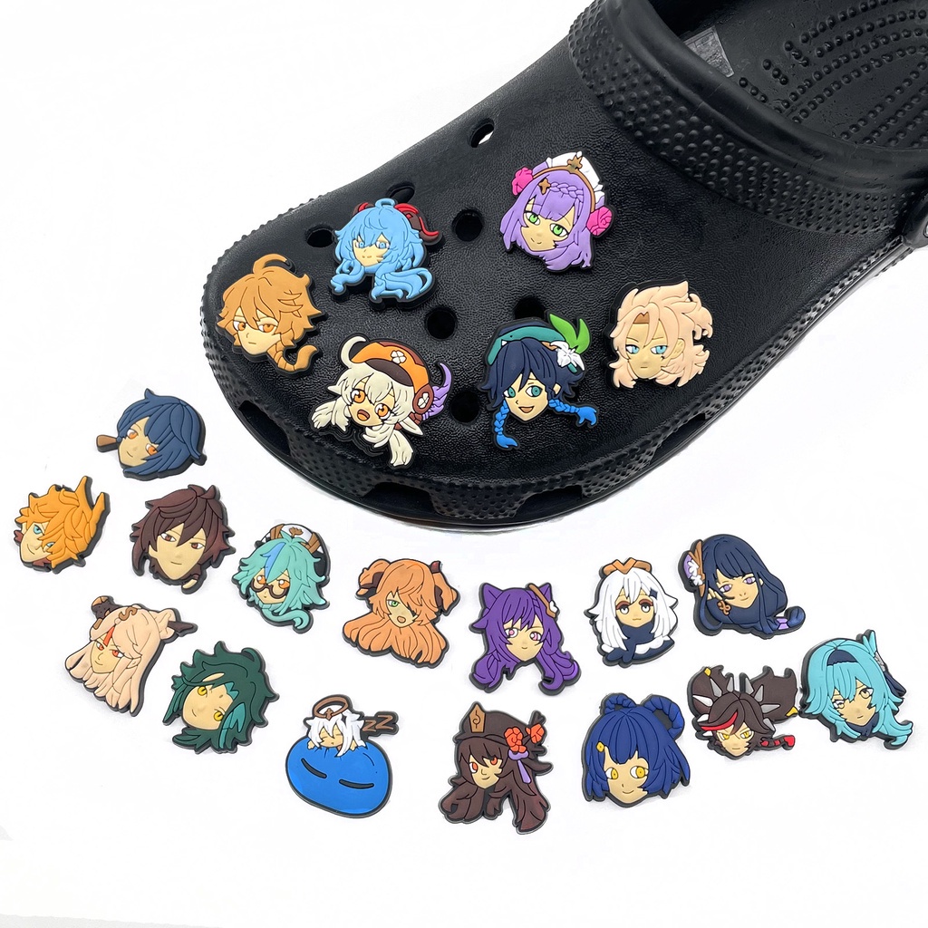 Cartoon Genshin Impact Jibbits for Men Game Keqing Jibits Croc Charm ...