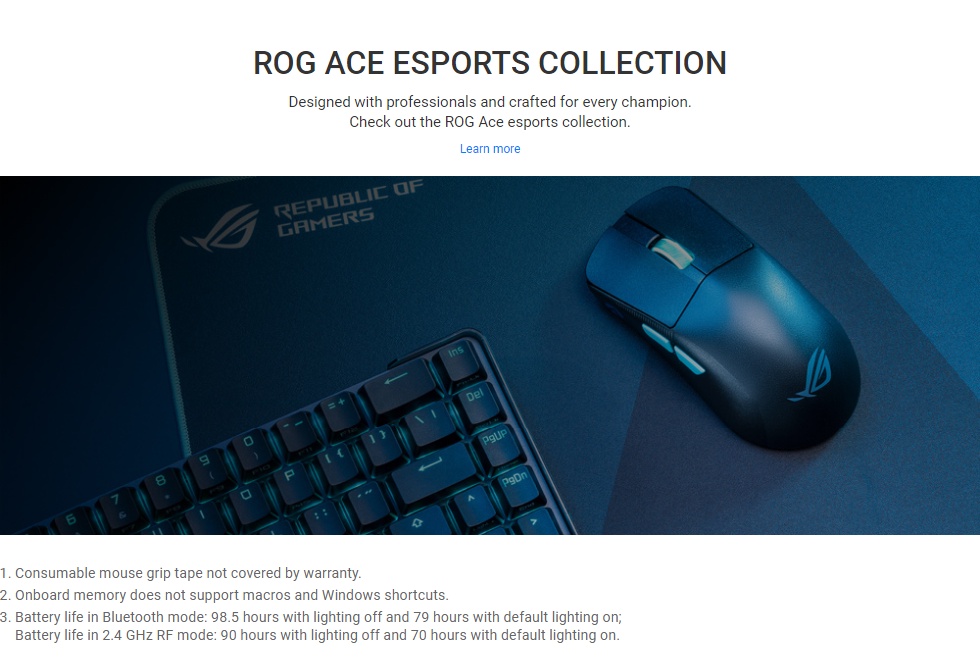 Asus ROG Harpe Ace Aim Lab Edition 36000 DPI Tri-Mode Anti-Slip Grip ...